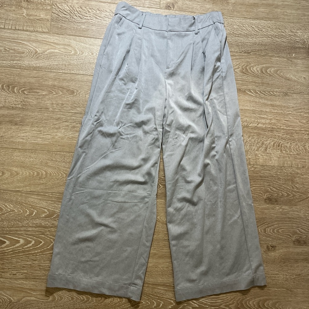 Gray Wide-Leg Trousers